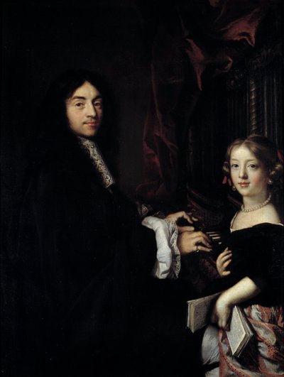 Portrait of the organist Charles Couperin with the daughter of the painter by Claude Lefebvre