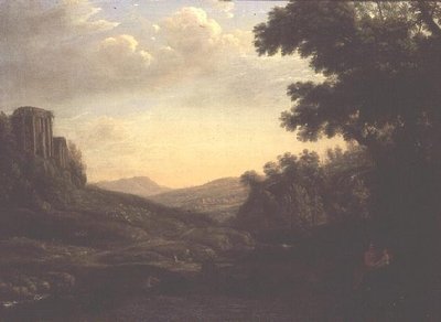 Extensive Wooded Landscape with Ruined Temple by Claude Lorrain