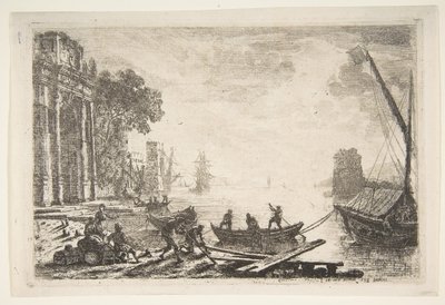 Harbor Scene with Rising Sun by Claude Lorrain