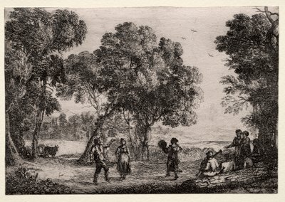Landscape with a Country Dance (Small Plate) by Claude Lorrain