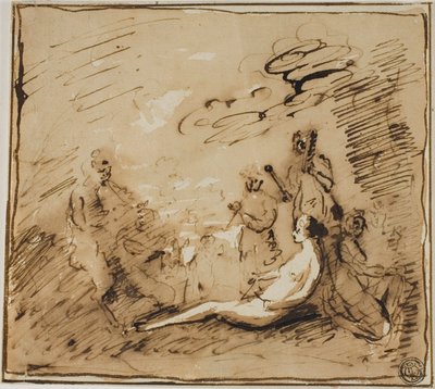Nymphs and Satyrs Playing Musical Instruments by Claude Lorrain