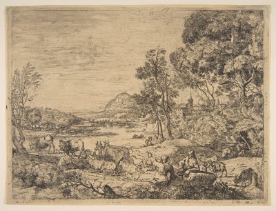 Shepherd and Shepherdess Conversing in a Landscape by Claude Lorrain