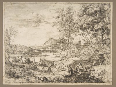 Shepherd and Shepherdess Conversing in a Landscape by Claude Lorrain