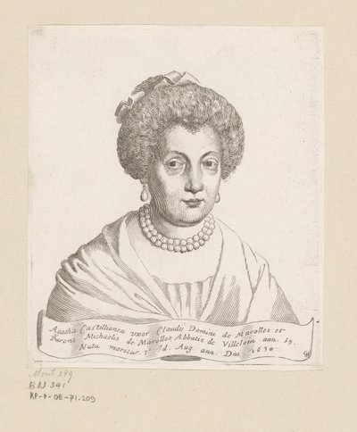 Portrait of Agathe de Châtillon by Claude Mellan