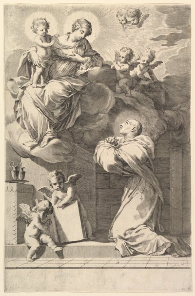 Saint Bernard Kneeling before the Virgin and Child by Claude Mellan