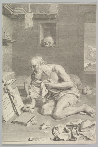 St. Jerome Praying in His Cell by Claude Mellan
