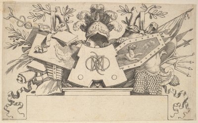 Trophy with Monogram Containing the Letters of LEONARDOS by Claude Mellan