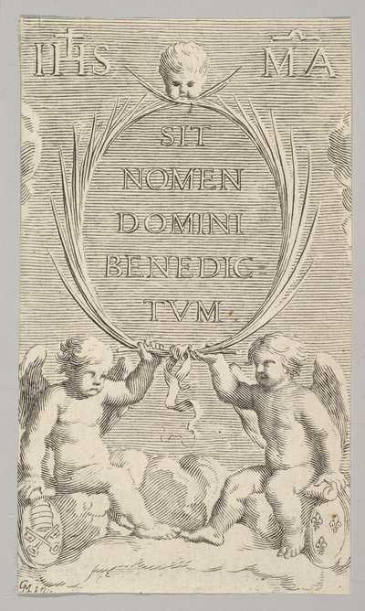 Two Angels Seated on Clouds by Claude Mellan