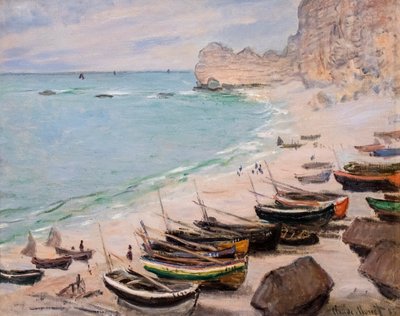 Boats on the beach at Etretat by Claude Monet