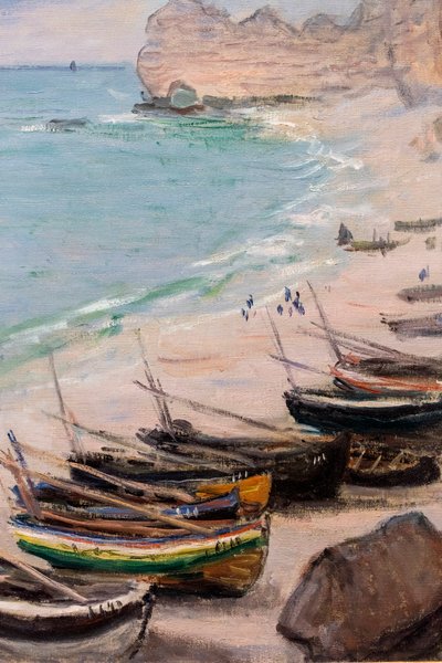 Boats on the beach at Etretat (detail) by Claude Monet