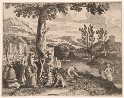 The Apiary, Garden Cultivation and Tree Grafting, Plate 2 from Pastorales by Claudine Bouzonnet Stella
