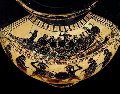 War Galley with Warriors, Oarsmen, and Helmsmen by Cleimachos Cleimachos