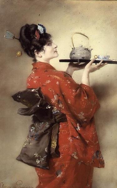 Portrait of a European Lady in Japanese Costume by Clemens von Pausinger