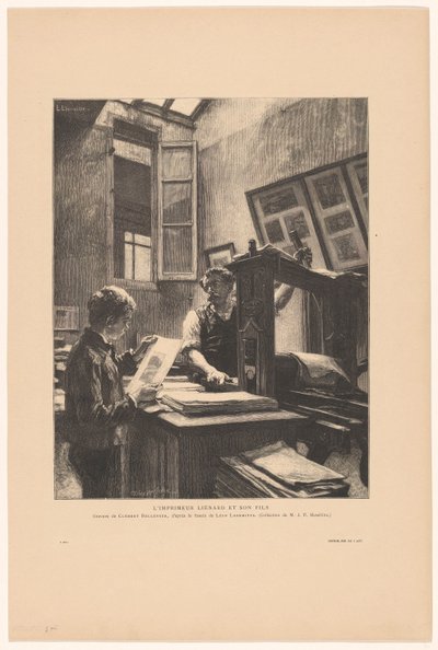 Printer Liénard and His Son by Clement Bellenger
