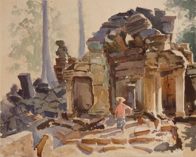 Entrance to Ta Promh - Early Morning, 2000 by Clive Wilson