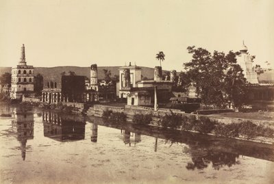 Tank and Temples at Bunshunkuree, c. 1857 by Col. Thomas Biggs