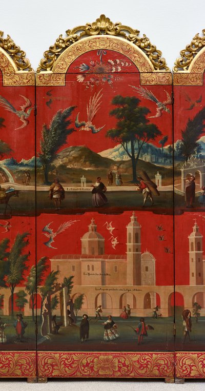 Biombo with Views of Mexico City by Colonial Spanish