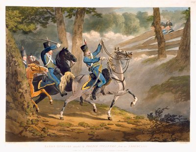 Saxon Hussars attacked by French infantry from an Ambuscade, from 