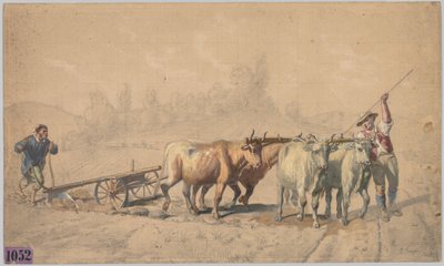 Four Oxen Pulling a Plough by Constant Troyon