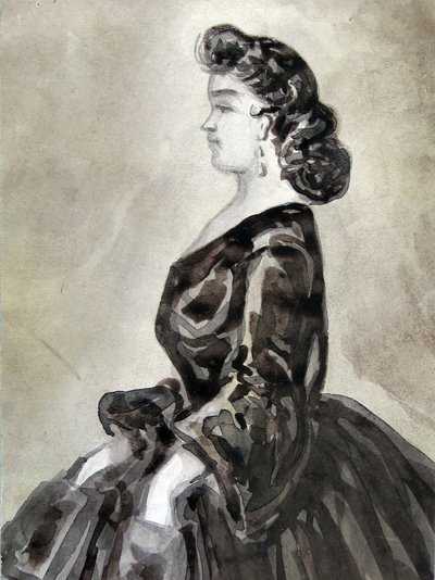 Study of a Woman Half-Length, Hands in Pockets, Profile to the Left by Constantin Guys