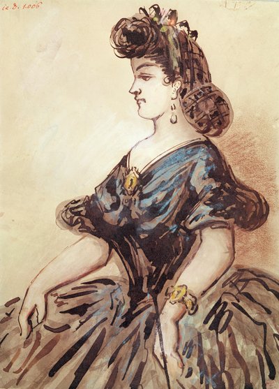 Half Length Portrait of a Woman by Constantin Guys