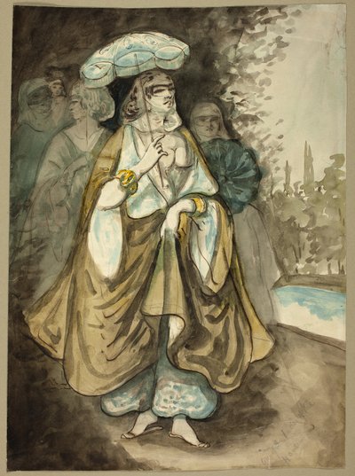 One of the Ladies of the Harem; Fragment of a Landscape by Constantin Guys