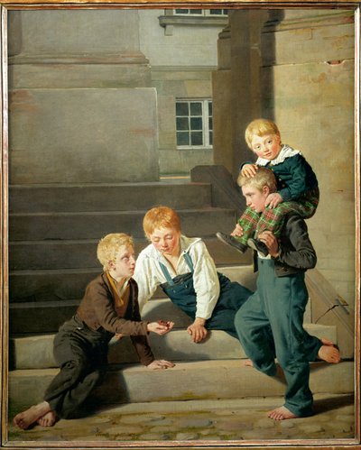 Boys Playing Dice in Front of Christiansborg Palace in Copenhagen by Constantin Hansen