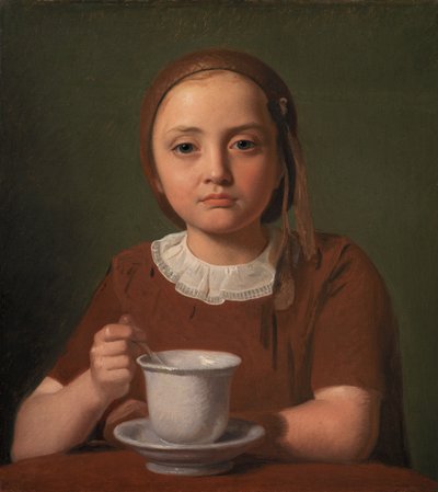 Portrait of a Little Girl, Elise Købke, with a Cup in Front of Her by Constantin Hansen