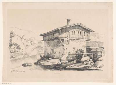 House and Watermill in Mountain Village by Constantinus Cornelis Huysmans