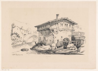 House and watermill in mountain village by Constantinus Cornelis Huysmans
