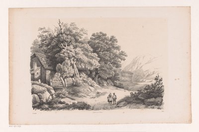 Landscape with Two Figures on a Country Road by Constantinus Cornelis Huysmans