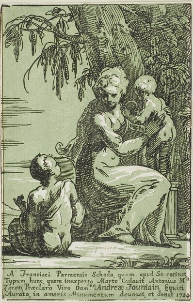 A Woman at the Foot of a Tree Holding a Child by Conte Antonio Maria Zanetti the Elder