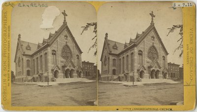 Stereograph of the First Congregational Church, Chicago, c.1870 by Copelin and Hine Copelin and Hine
