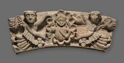 Keystone of an Arch: Female Bust within a Medallion Supported by Angels, 400s by Coptic