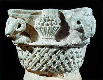 Capital in the Form of a Basket with Rams Heads and Grapes, from the Monastery of St. Jeremiah, Sakkara by Coptic Coptic