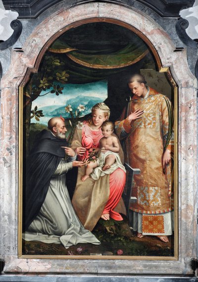 Virgin and Child between Saint Vincent Ferrier and Saint Vincent of Zaragoza by Coriolano Malagavazzo