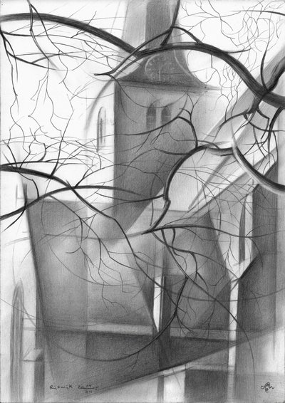 Church Tower Winter by Corné Akkers