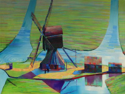 Colorful Windmill Landscape by Corné Akkers