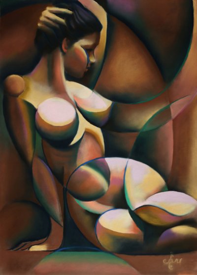 Contemplative Abstract Woman by Corné Akkers