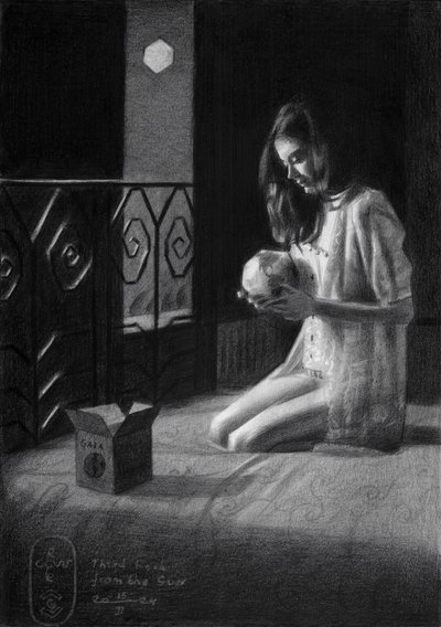 Contemplative Woman Holding Skull by Corné Akkers