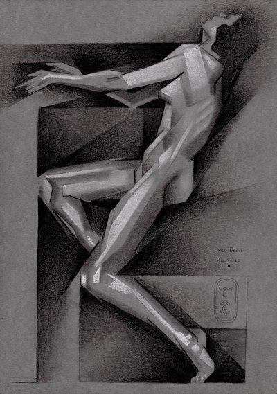 Cubist Reclining Nude by Corné Akkers