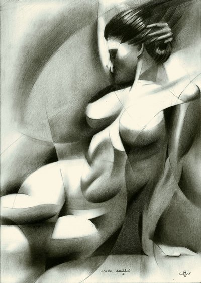 Dramatic Abstract Nude by Corné Akkers