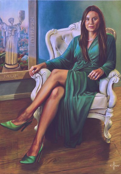 Elegant Woman in Green by Corné Akkers