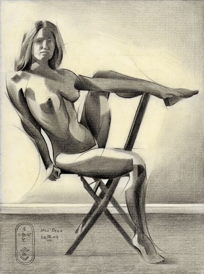 Expressive Seated Nude Figure by Corné Akkers