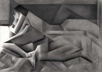 Geometric Woman Contemplating by Corné Akkers