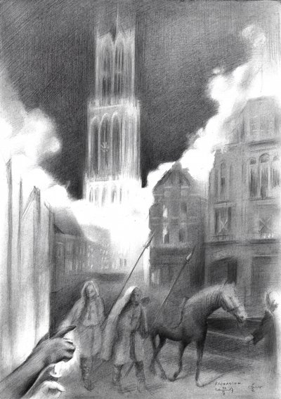 Medieval City Burning by Corné Akkers