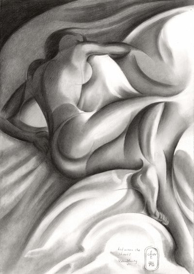 Nude Serenity On Sheets by Corné Akkers