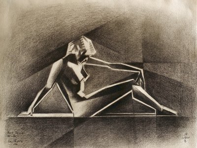 Pensive Cubist Nude by Corné Akkers