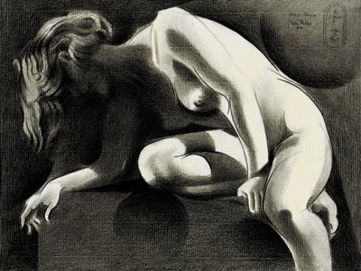 Pensive Nude in Shadow by Corné Akkers