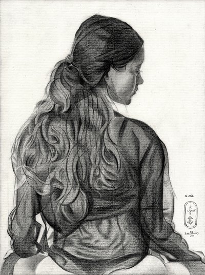 Pensive Woman Drawing by Corné Akkers